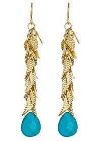K. Amato Turquoise and Gold Leaf Earrings