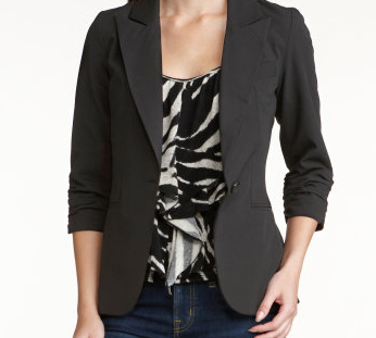 Basic Ruched-Sleeve Blazer by Charlotte Russe for $39.50
