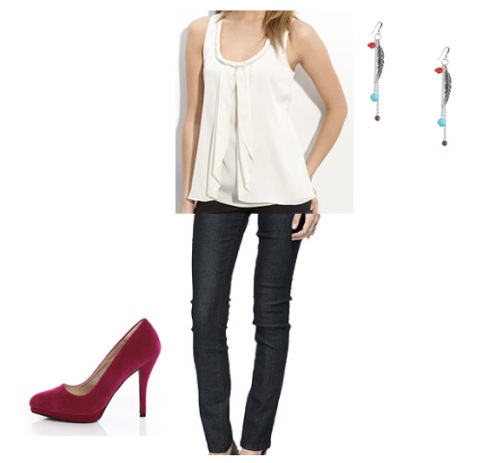 Tank from Nordstrom, Skinnies & Earrings from Forever 21, Suede Pumps from Lulu's