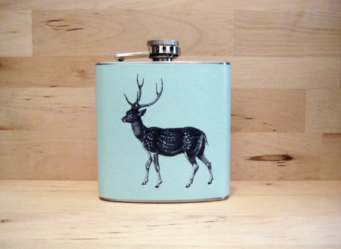 Woodland Deer Flask by whimsyandink/Etsy
