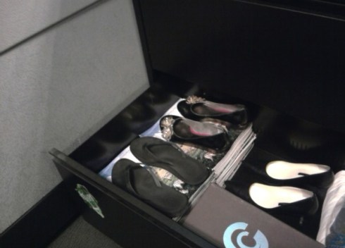 Style Me Thrifty's shoe drawer at work
