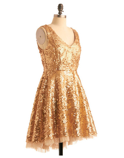 Mod Cloth Striking Gold Dress