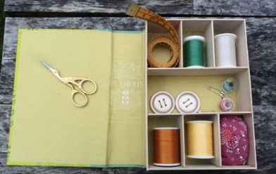 Recycled book sewing box